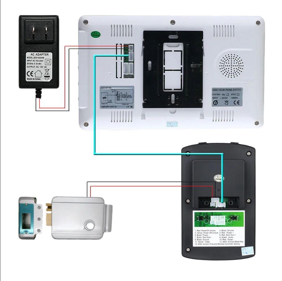 Видеодомофон домашняя система с проводным монитором 7 дюймов 1000TVL уличная