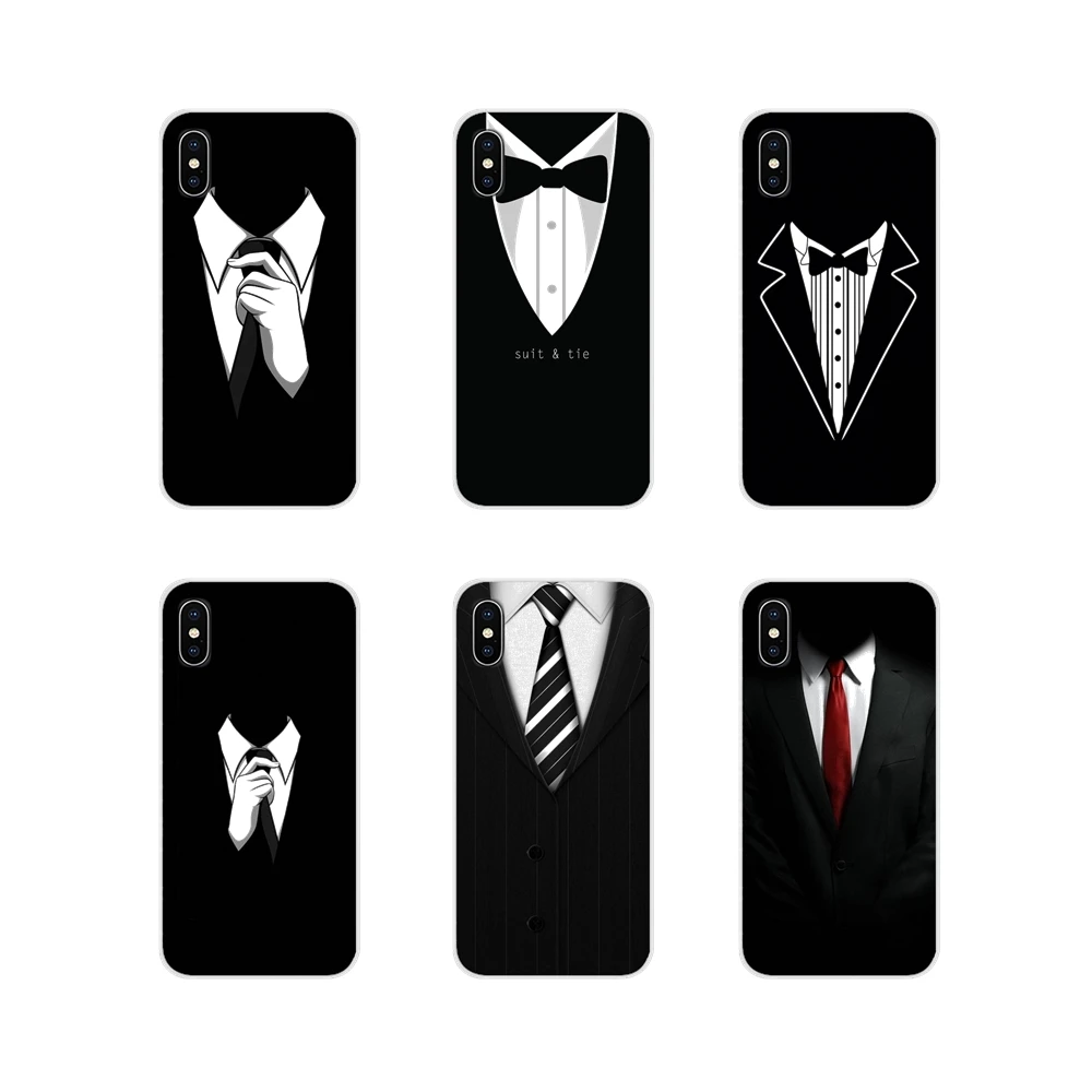 Прозрачный чехол из термополиуретана Черный и белый цвета костюм с галстуком