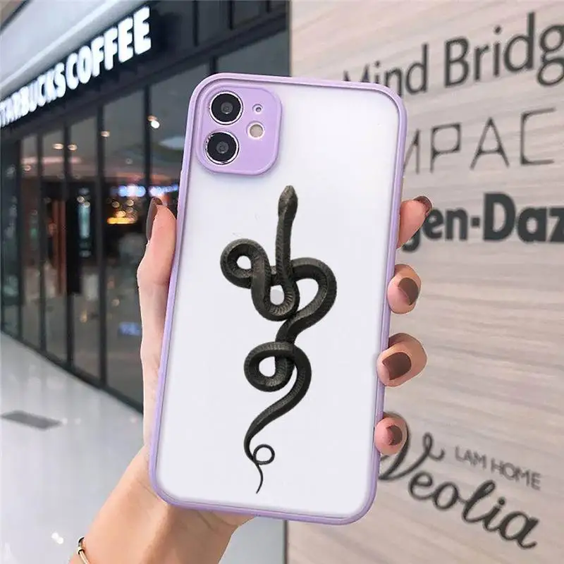 

animal black snake Terrible horror Phone Case matte transparent For purple iPhone 7 8 x xs xr 11 12 pro plus max mini Clear