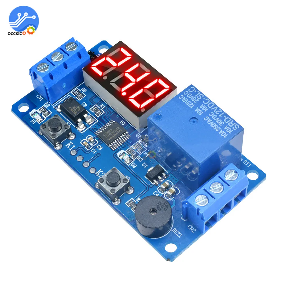 Модуль реле задержки постоянного тока 12 В цифровой светодиодный дисплей времени