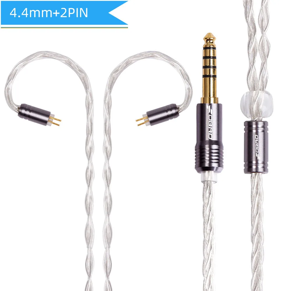 4.4mm 2PIN Silver FDBRO 8 ядерный мини посеребренные компакт-дисков кабель IE80 MMCX 2Pin A2DC IM 2,5/3,5/4,4 мм балансный кабель для SE315 SE425 SE535 SE846 UE900 H3 - Цвет: 4.4mm 2PIN Silver