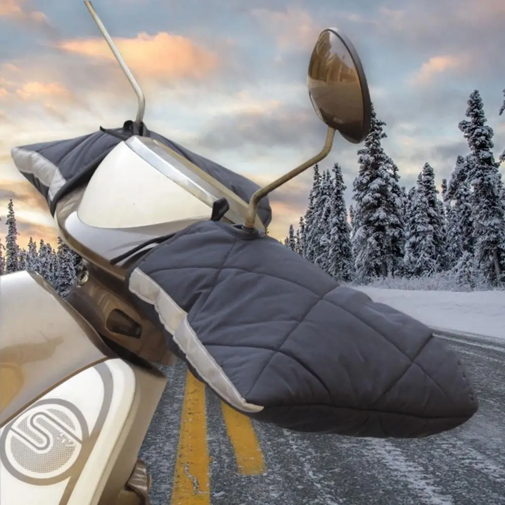 

Winter Warming Motorcycle Electric Handlebar Cover With Reflective Strip Waterproof And Velvet Riding Grip Delicate And Soft