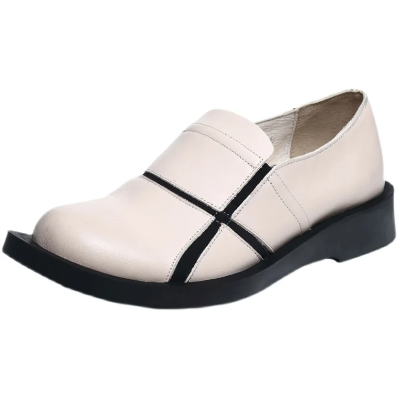

White Loafers Women Genuine Leather Flats Women Spring Shoes Slip On Casual Leather Soft Ballat Flats Handmade 2021 Dress Shoes