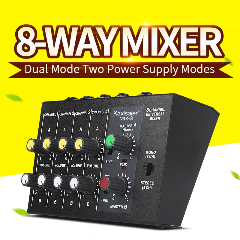 

K-song Black MIX-8 Reverberator 8-way Reverberator Mini-cable Mixer Mixer Mixer Microphone Expander Reverberation Microphone
