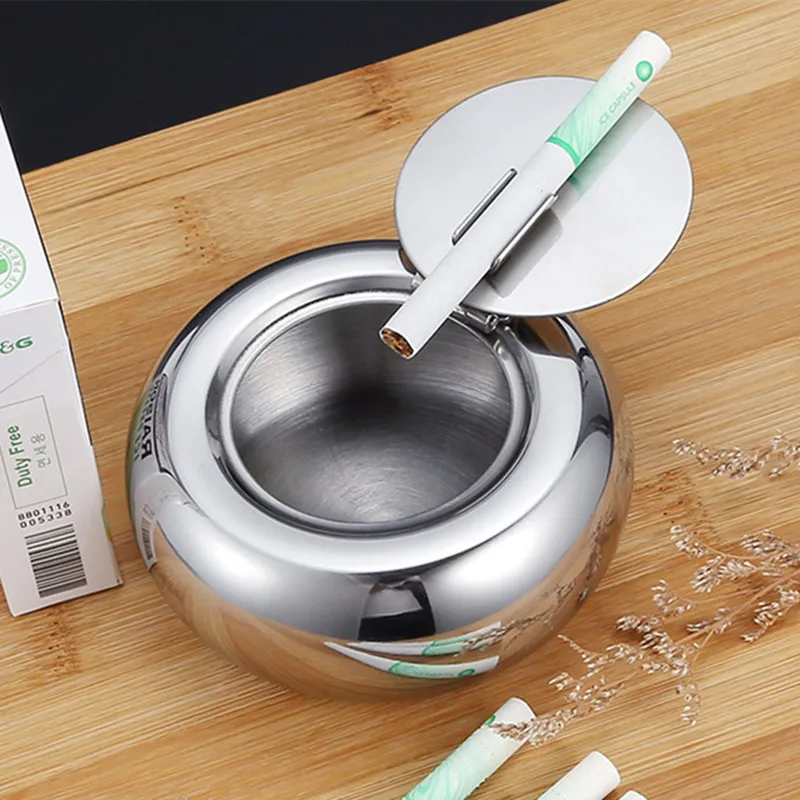 

Round Stainless Steel Ashtray Home Party Bar Decoration Ash Holder For Gift Cigarette Lighters & Smoking Accessory Ash Tray