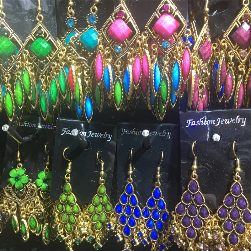 Wholesale 20 Pairs Mixed Lots Flower Carved Bohe Boucle Statement Earrings Style Women Bohemian Ethnic Long Drop | Украшения и