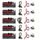 5 шт., Райзер-карта VER009S PCI-E, 009S PCIE X1 до X16, 6 контактов, кабель питания USB 3,0 для графической карты, GPU для цифрового майнинга биткоинов