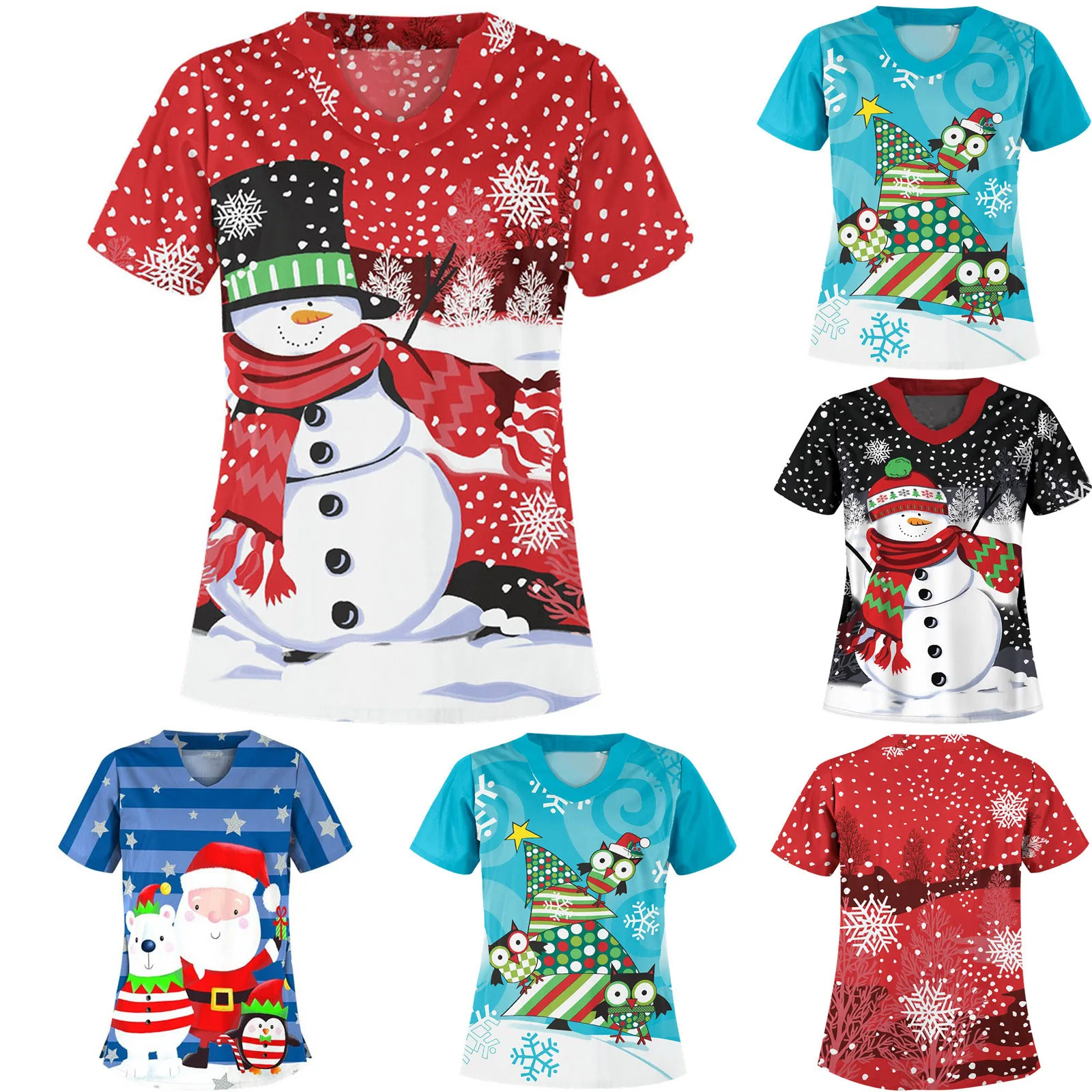 Женские футболки с коротким рукавом для кормления топы принтом Санта Клауса и V