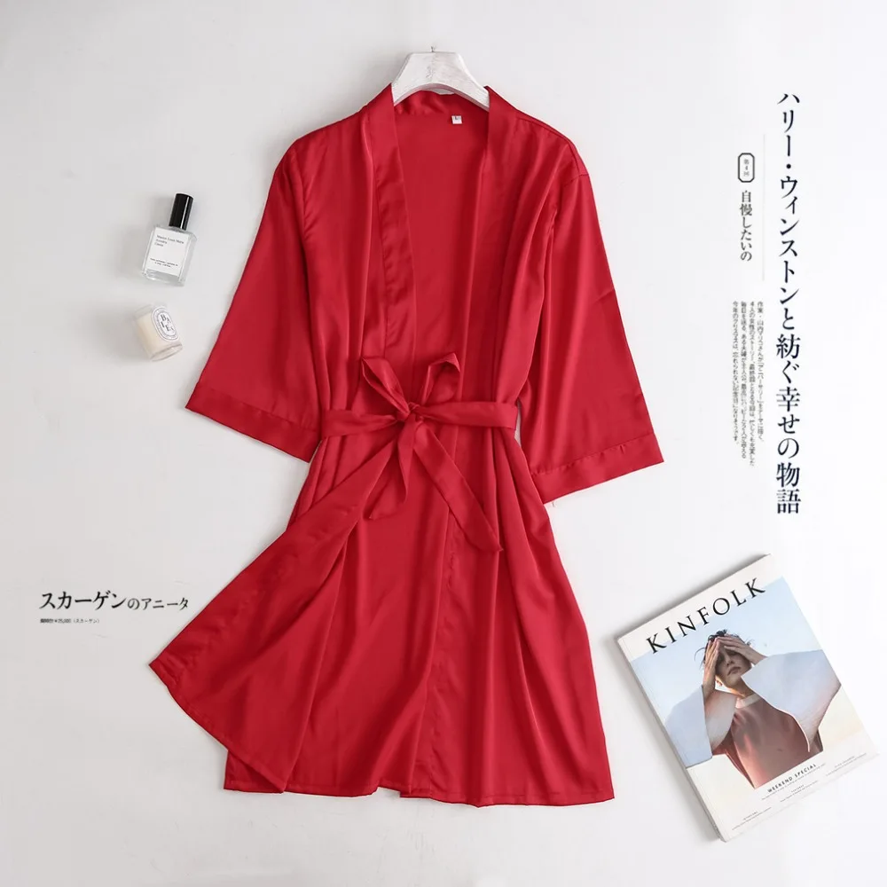 

Hot Women robe Silk Satin Robes Wedding Bridesmaid Bride Gown kimono Solid robe Sleepwear Nightgown Bridesmaid Robes size M-XL
