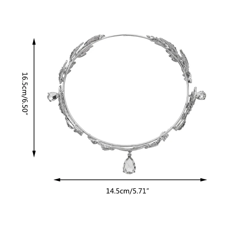 

Wedding Bride Forehead Tiara Headband Faux Crystal Pendant Rhinestone Leaf Hairband Princess Party Crown Fairy Jewelry