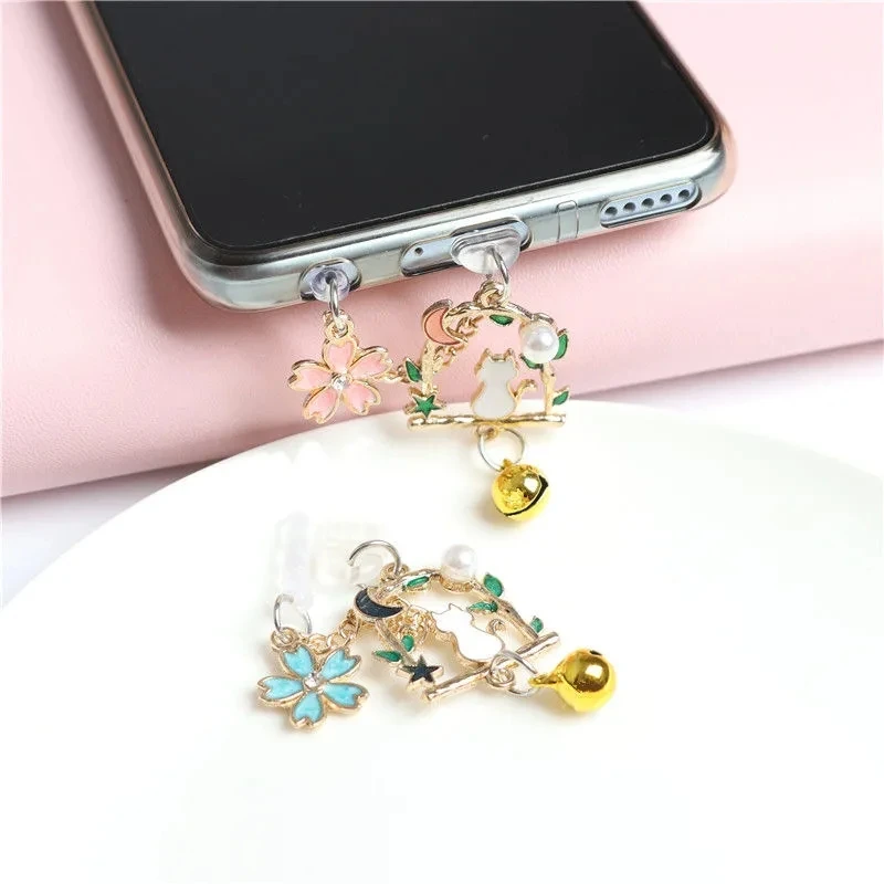 Charge Port Plug Cute Dust Charm Cat 3.5mm Headphone Anti Kawaii Phone Earphone Jack Cap Anime For iPhone |