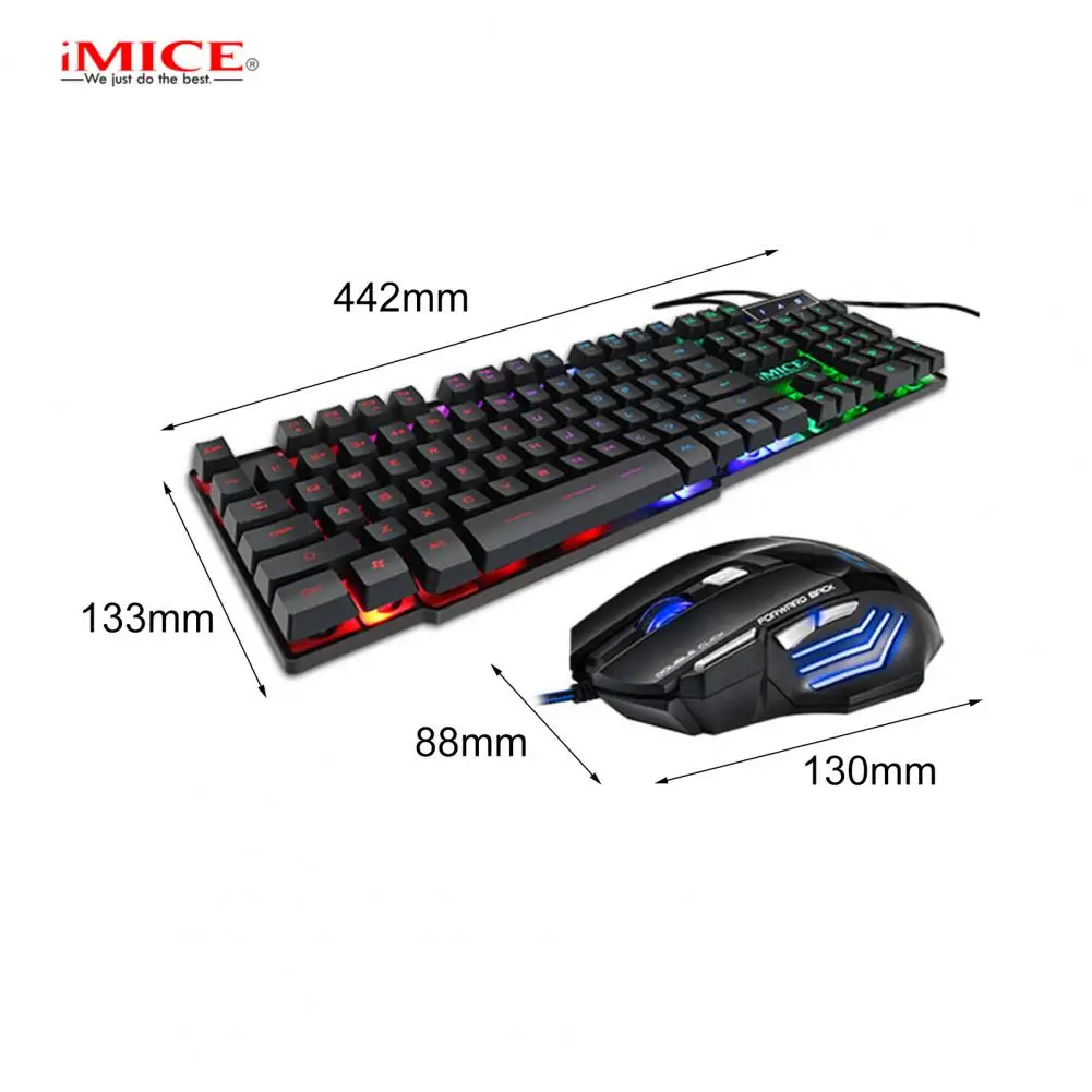 

IMICE Keyboard Mouse Set Backlit Multi Colors ABS Waterproof Wired Gaming Keyboard Mouse for Notebook Desktop Keyboard Mouse Kit