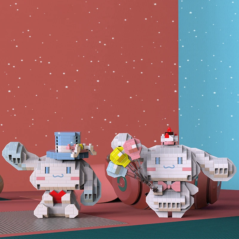 Micro bloques de construcción de perro Kawaii para niños, modelo 3D de globo de dibujos animados ensamblado, Mini ladrillos, juguete para niños, regalos de Navidad, 636 piezas