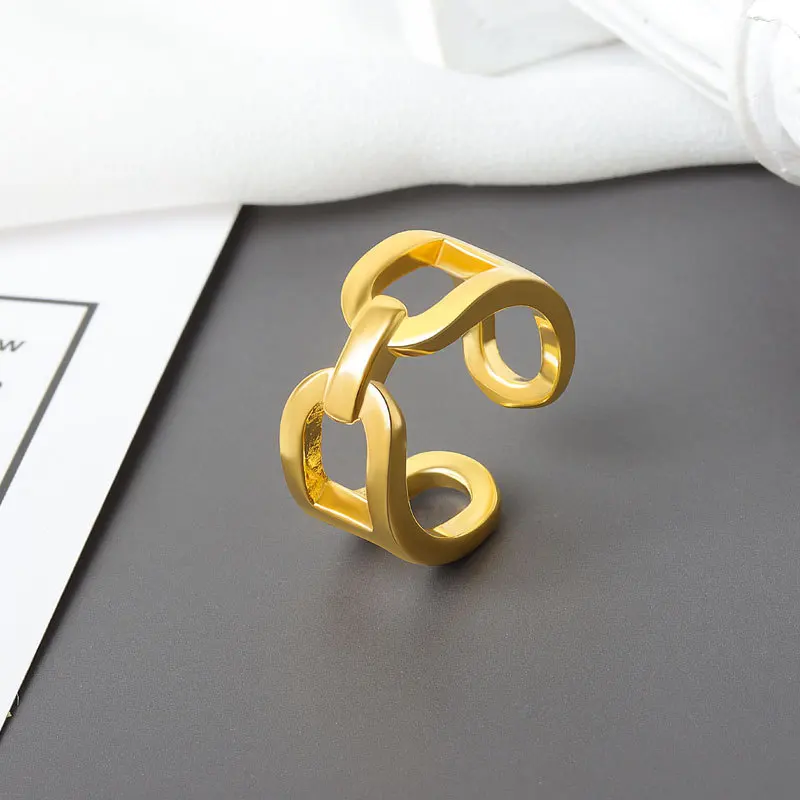 

QMCOCO 925 Sterling Silver Fashion Ring Ror Women Simple Creative Hollow Geometric Handmade Fine Jewelry Birthday Gift