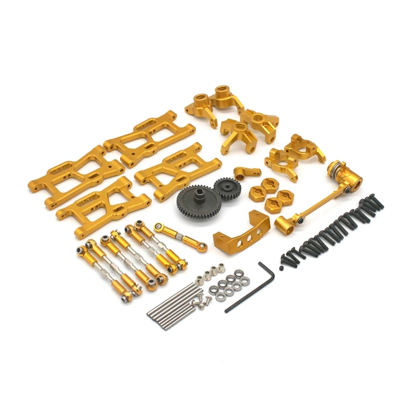 

Metal Upgrade Parts Kit Pull Rod Swing Arm Steering Cup Gear Set for Wltoys 144001 144002 124017 124018 RC Car