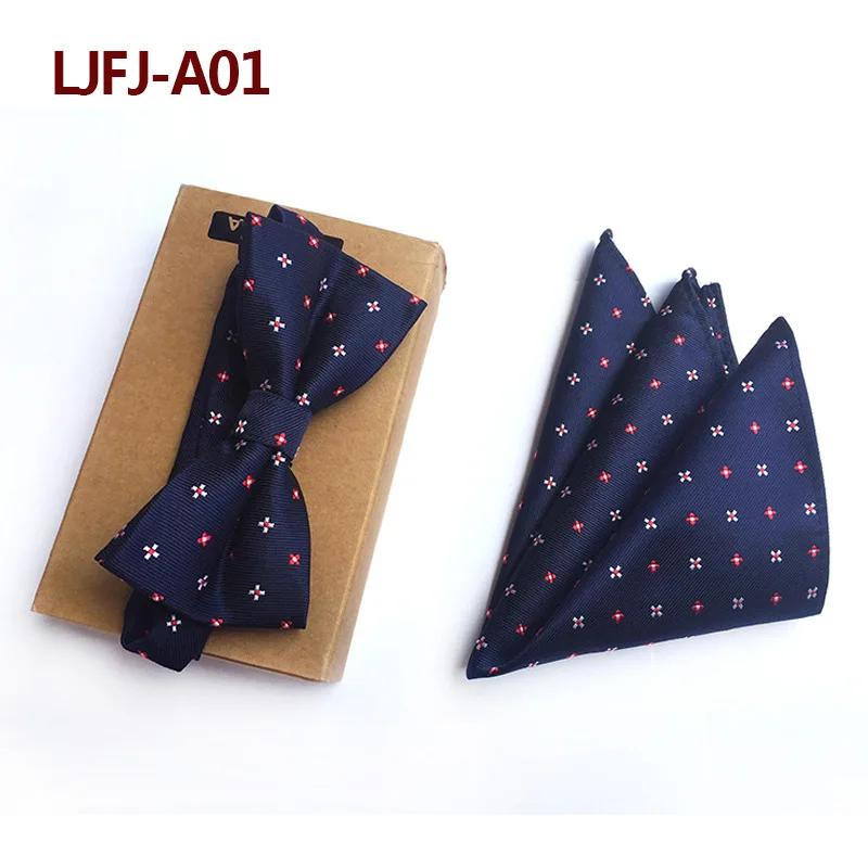 

Linbaiway Men's Polyester Bow Tie Hanky Set Paisley Bowtie for Men Pocket Square Ties Set Wedding Grooms Butterfly Custom LOGO