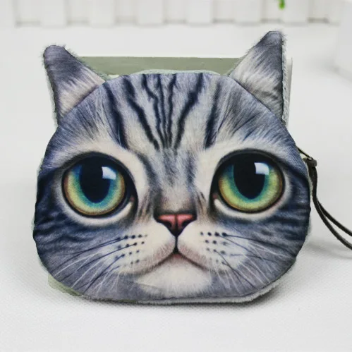 Милый 3D кошелек для монет с лицом кошки детский чехол на молнии Детский Kawai сумка