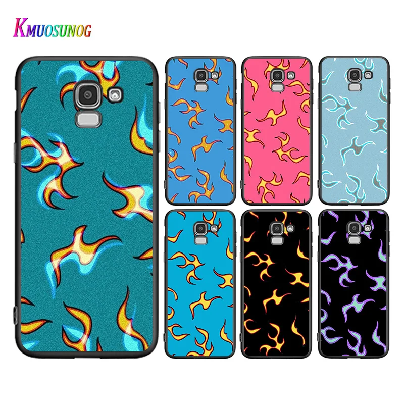

Fashion Hot Flame Color For Samsung Galaxy J2 J3 J4 Core J5 J6 J7 J8 Prime Duo Plus 2018 2017 2016 Black Phone Case
