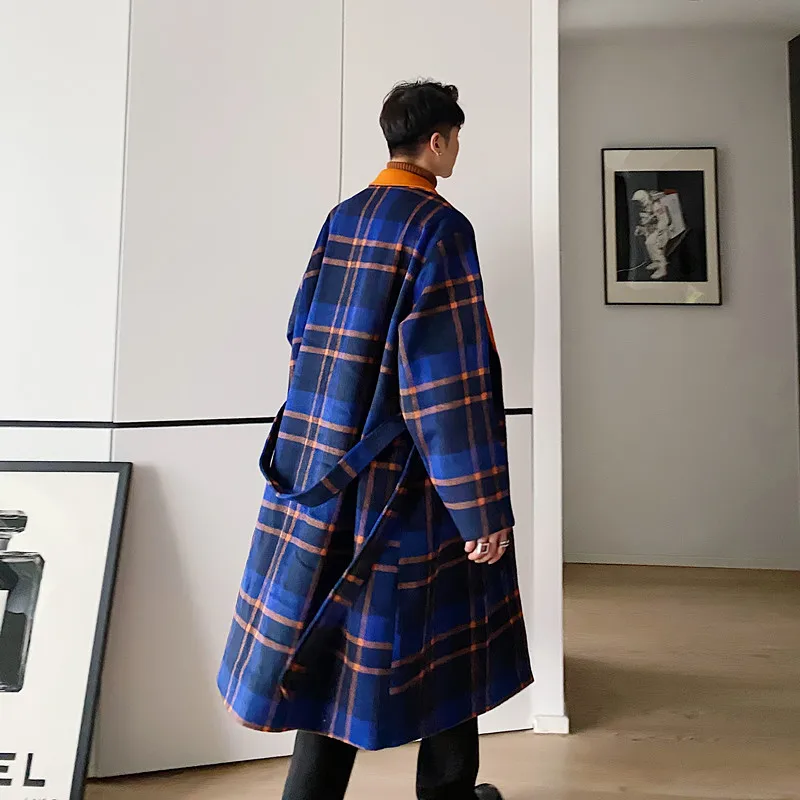 Мужской повседневный свободный шерстяной тренчкот в стиле ретро на осень и зиму