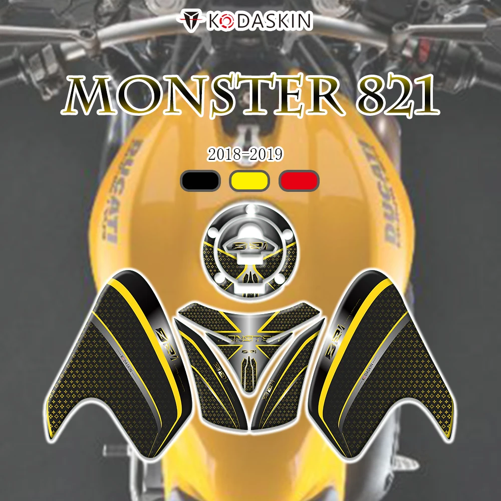 

KODASKIN 3D Printing Gas Cap Tank Traction Pad Knee Feul Tank Pad Motorbike Stickers for DUCATI monster 821