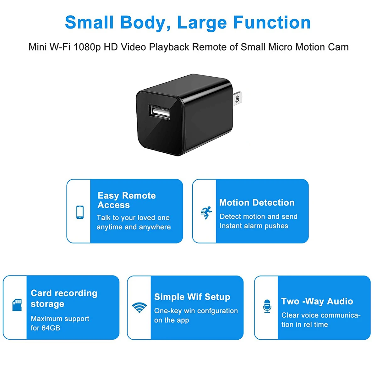 Мини-камера видеонаблюдения Wi-Fi 1080P с USB-портом | Электроника