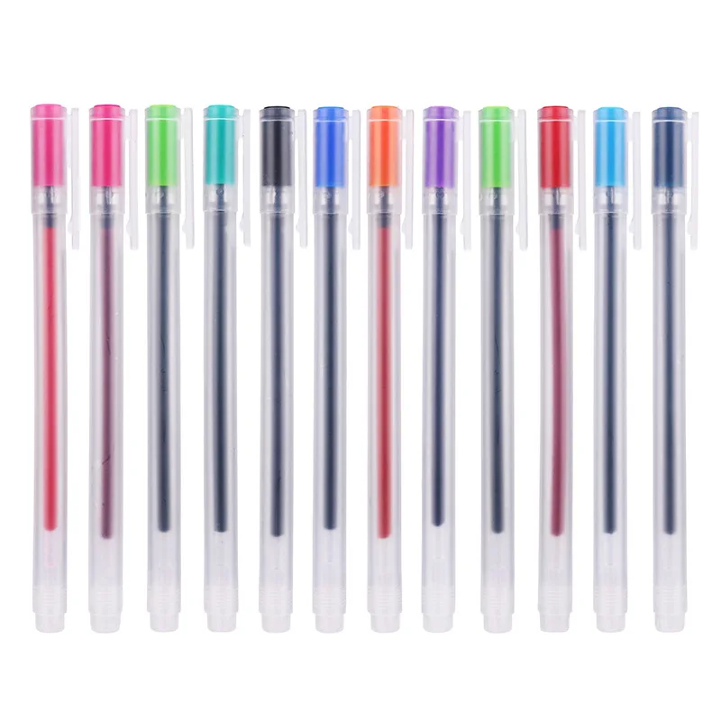 

Creative12 pcs/lot Gel Pen 0.5mm Colour Ink Pens Marker Writing Stationery MUJIs Style School Office Supplies Gift