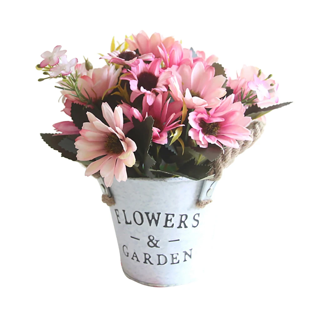 1Pc Potted Artificial Chrysanthemum Flower Bonsai Vivid Simulation Flowers Garden Wedding Party Home Decor (With Pot) | Дом и сад