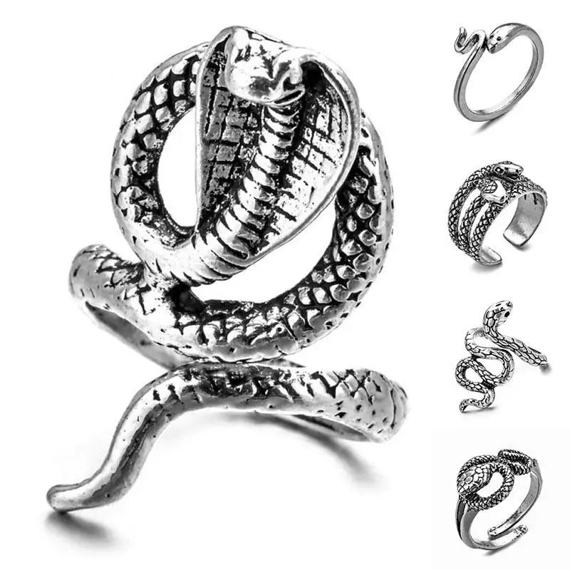 

2021 Retro Dragon Ring for Men and Women, Adjustable Snake Men's and Women's Ring with siver color open ring and costume jewelry