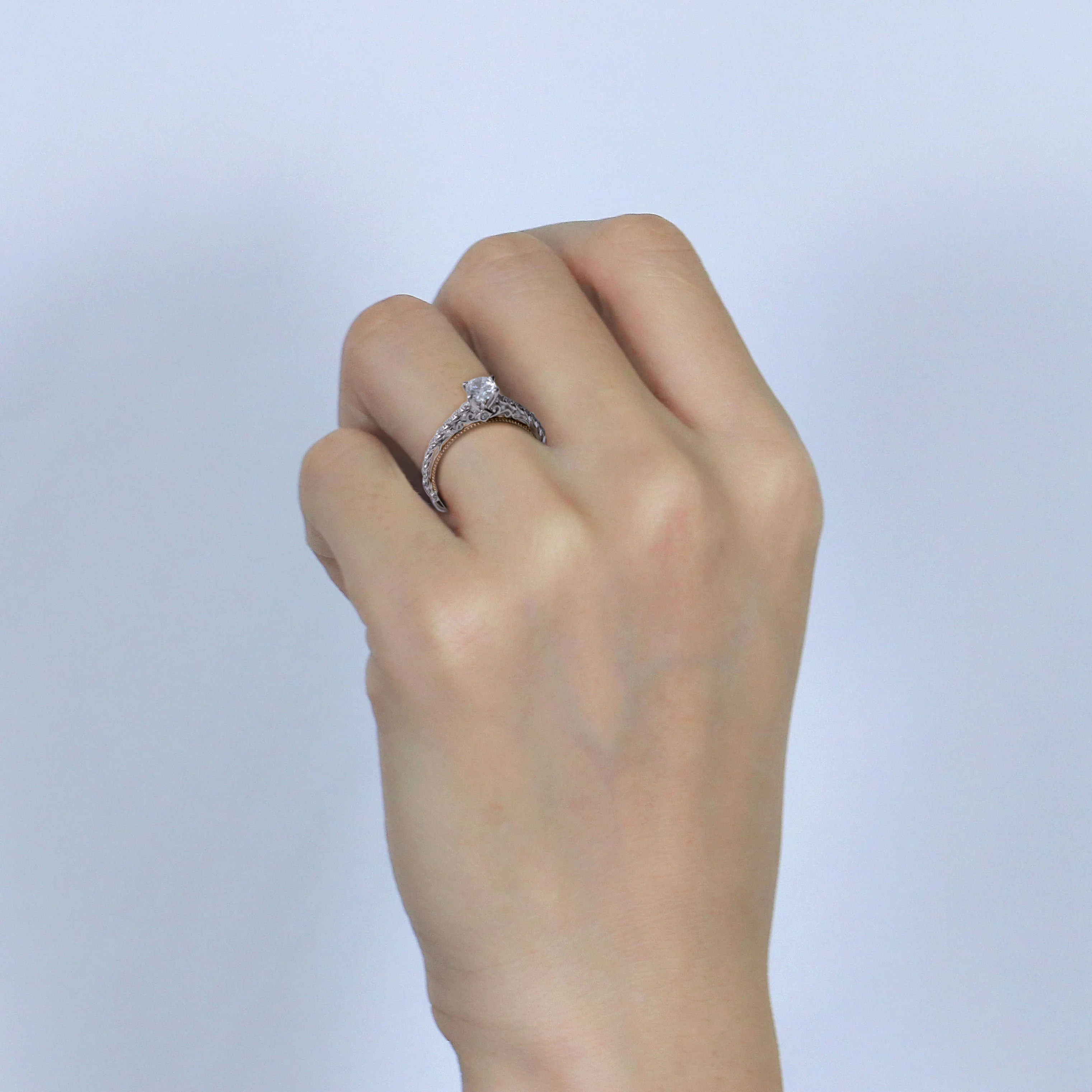 Женское Обручальное кольцо с муассанитом белое и розовое золото 585 карат 4 Х6