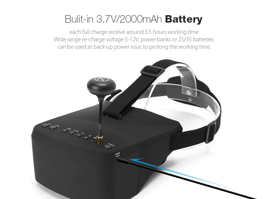 EV800 5 дюймов 800x480 fpv-видеоочки 5,8G 40CH Raceband авто-поиск со встроенными батарейками для FPV Racer Drone