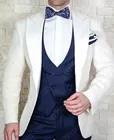 Мужские костюмы с заостренным лацканом ANNIEBRITNEY, приталенные смокинги для жениха на свадьбу, выпускной, индивидуальный стиль, официальный белый пиджак, брюки, костюмы для мужчин