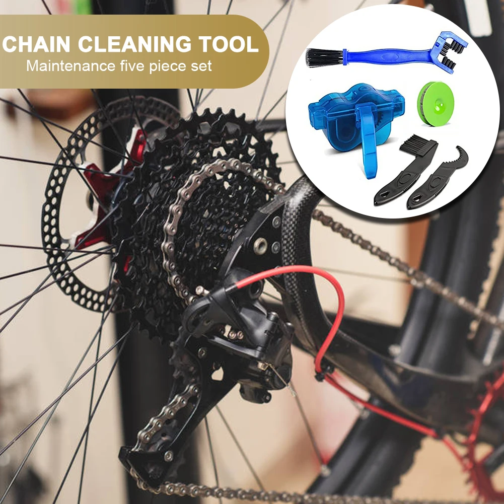 

5pcs/Set Bicycle Chain Cleaner Scrubber Brushes Portable Mountain MTB Bike Wash Cycling Cleaning Bicycle Repair Maintenance Tool
