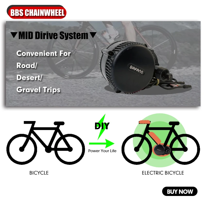 

Bafang 36V350W Mid Drive Motor Ebike E-bike Electric Bike Conversion Kit Powerful Central Engine 44T - 52T