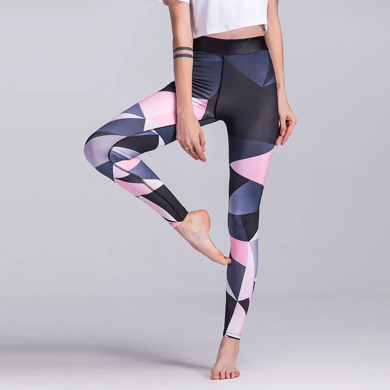 Женские клетчатые леггинсы для фитнеса с цифровым принтом штаны тренировок