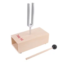 aluminum alloy tuning forks 440hz in wood bases for physics experiments with mallet and bases
