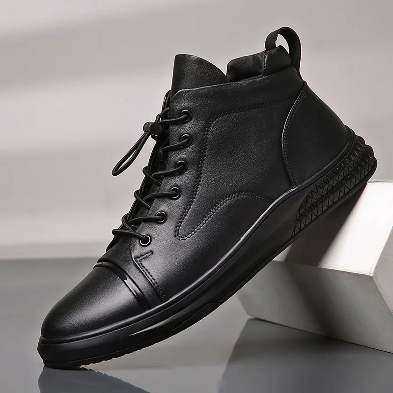 

Men's leather extra-large size cotton shoes waterproof and warm high-top shoes casual and comfortable