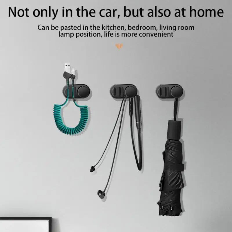 

New Desktop Data Cable Storage Rack Wall Hole-free Sundries Hook Car Organizer Silicone Home Office Data Line Fixing Device