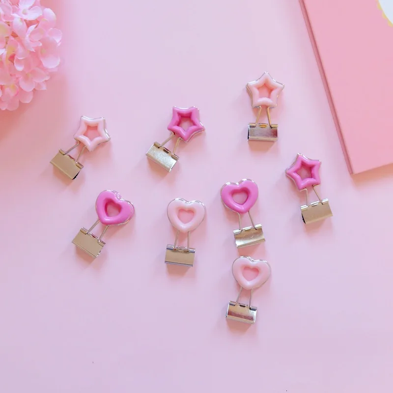SIXONE 1 шт. Ins розовый цвет Любовь пятиконечная звезда Железный Зажим Файл данные