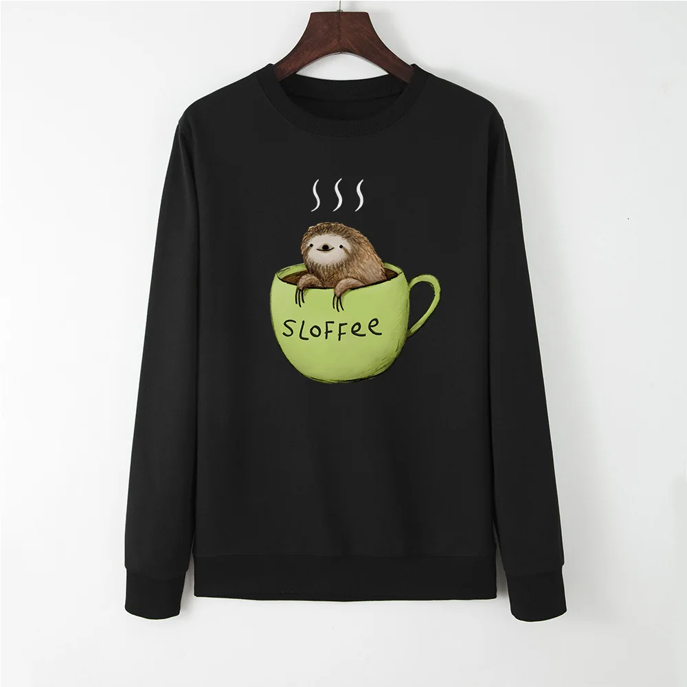 Костюм платье Ленивец Кофе круглый вырез с длинным рукавом толстовки Kpop Sudadera Mujer