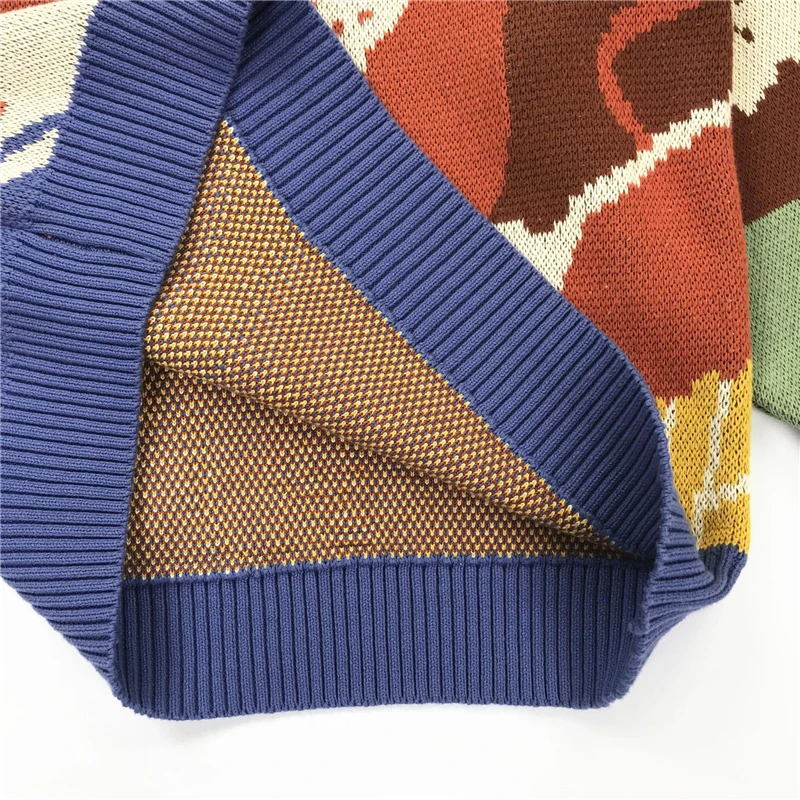 Веселые красивые женские вязаные свитера с мультяшной вышивкой зима 2020 плотный