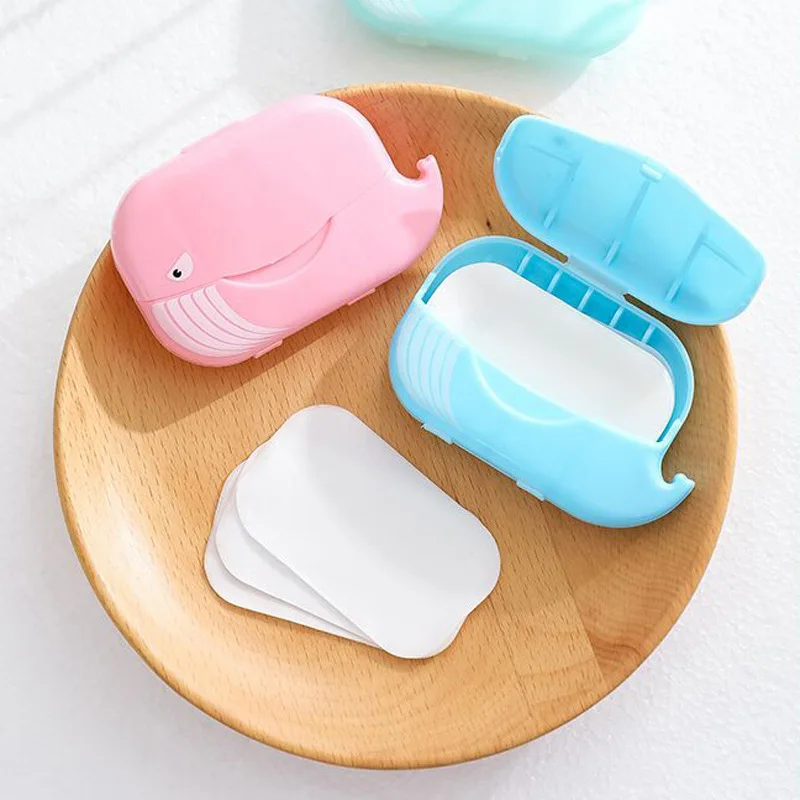 

New 50pcs/Box Disposable Paper Soap Travel Outdoor Portable Hand Washing Box Scented Slice Sheets Mini Foaming