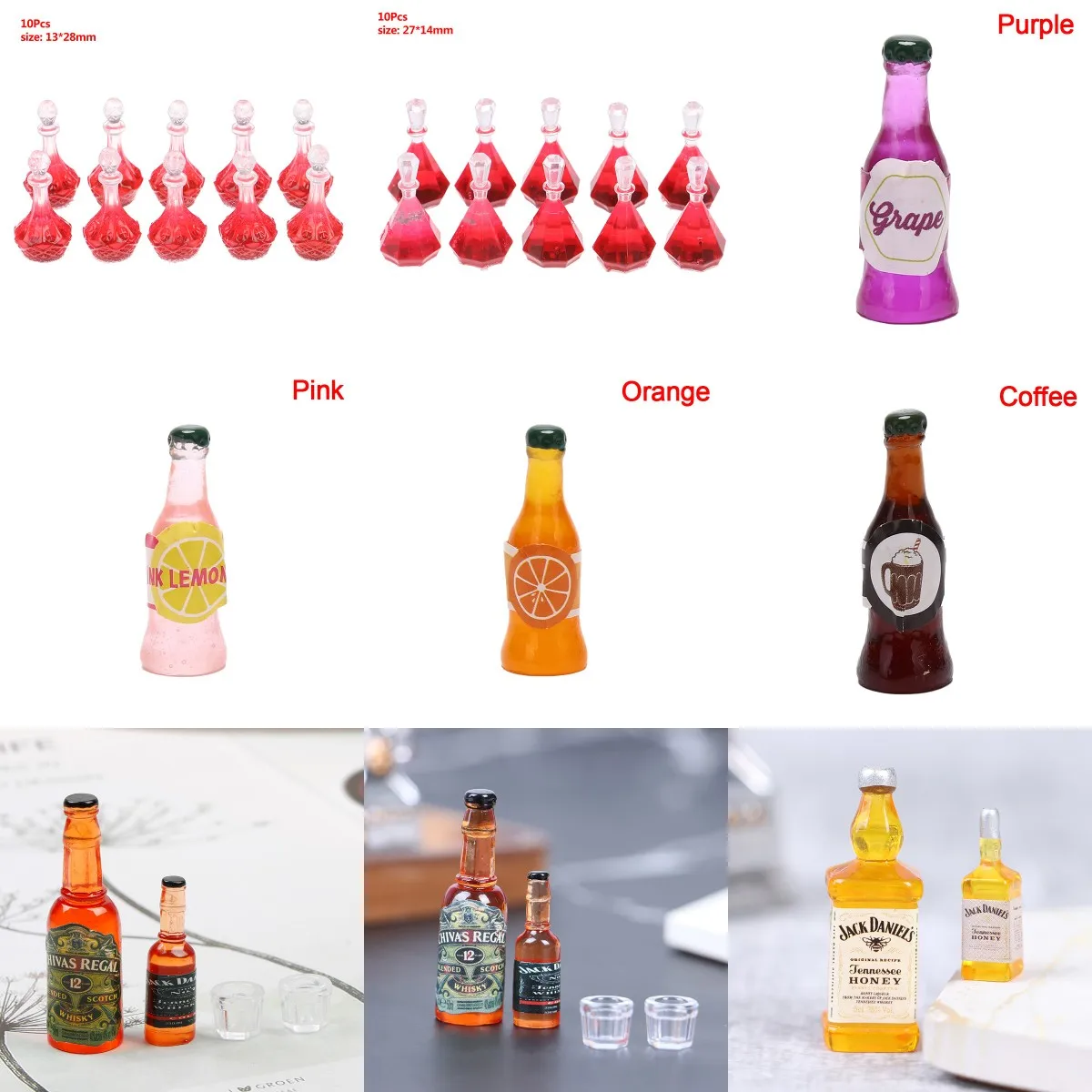 

Various Style Mini1:6 /1:12/1:25 Dollhouse Miniature Simulation Whisky Wine Bottles Furniture Pretend Play Doll Food Accessories
