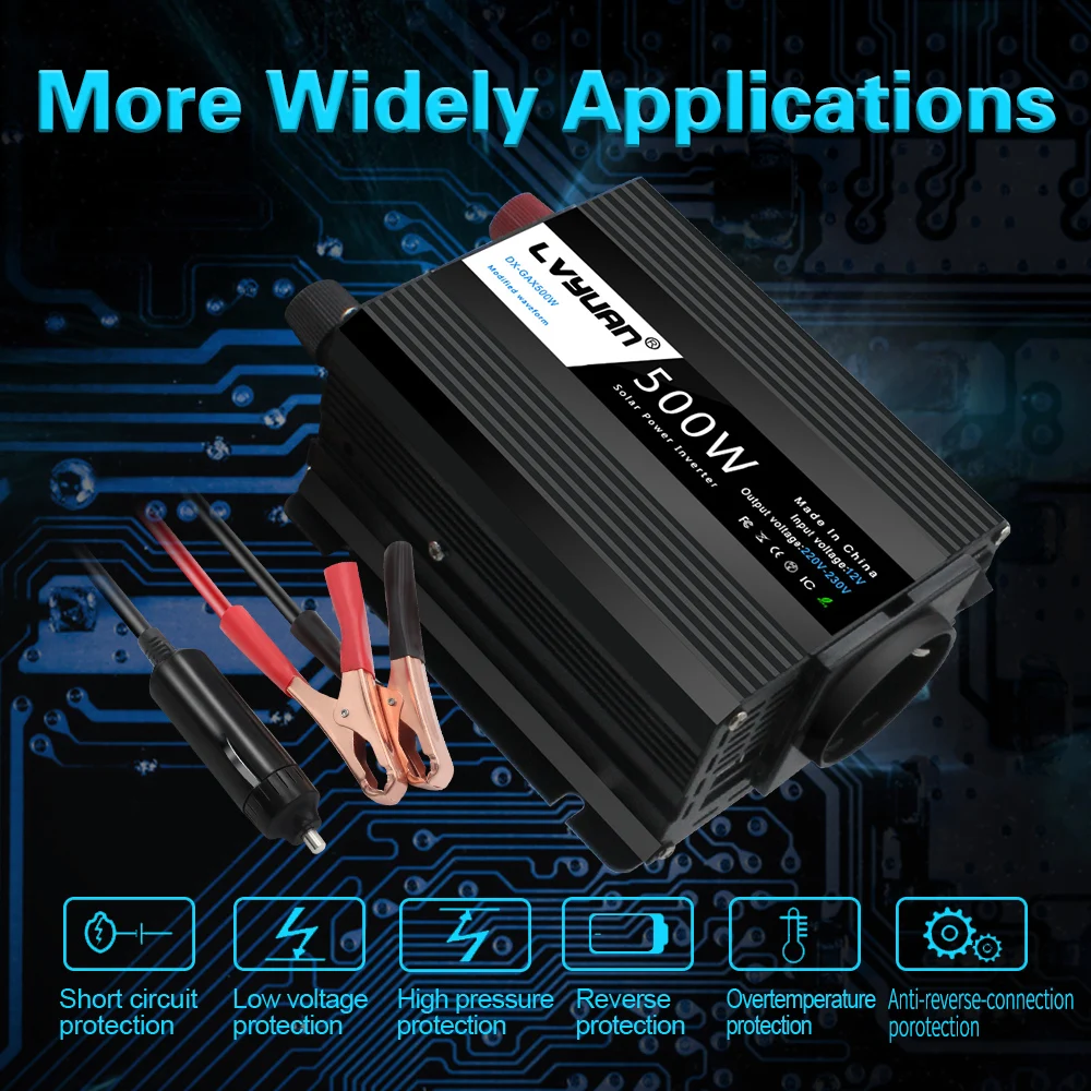 

Car Inverter 500W Power Converter DC 12V to AC 220V Automatic Transformer With 2 USB Car Adapter EU Socket