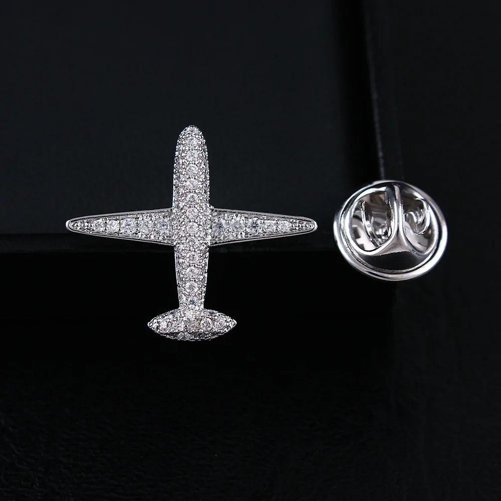Новая высококачественная циркониевая брошь в форме самолета модные заколки