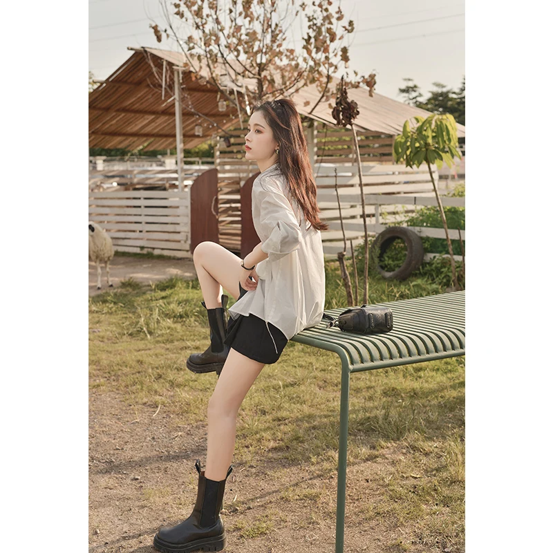 MISHOW 2020 осенние Рубашки для женщин однотонные повседневные тонкие топы с длинными