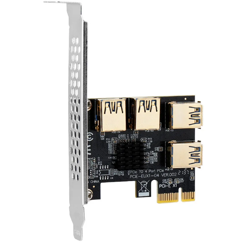 

PCIE 1 to 4 Port Expansion For Video Card PCI-E Gold-plated Adapter Card Graphics Card USB3.0 4 Port PCIE
