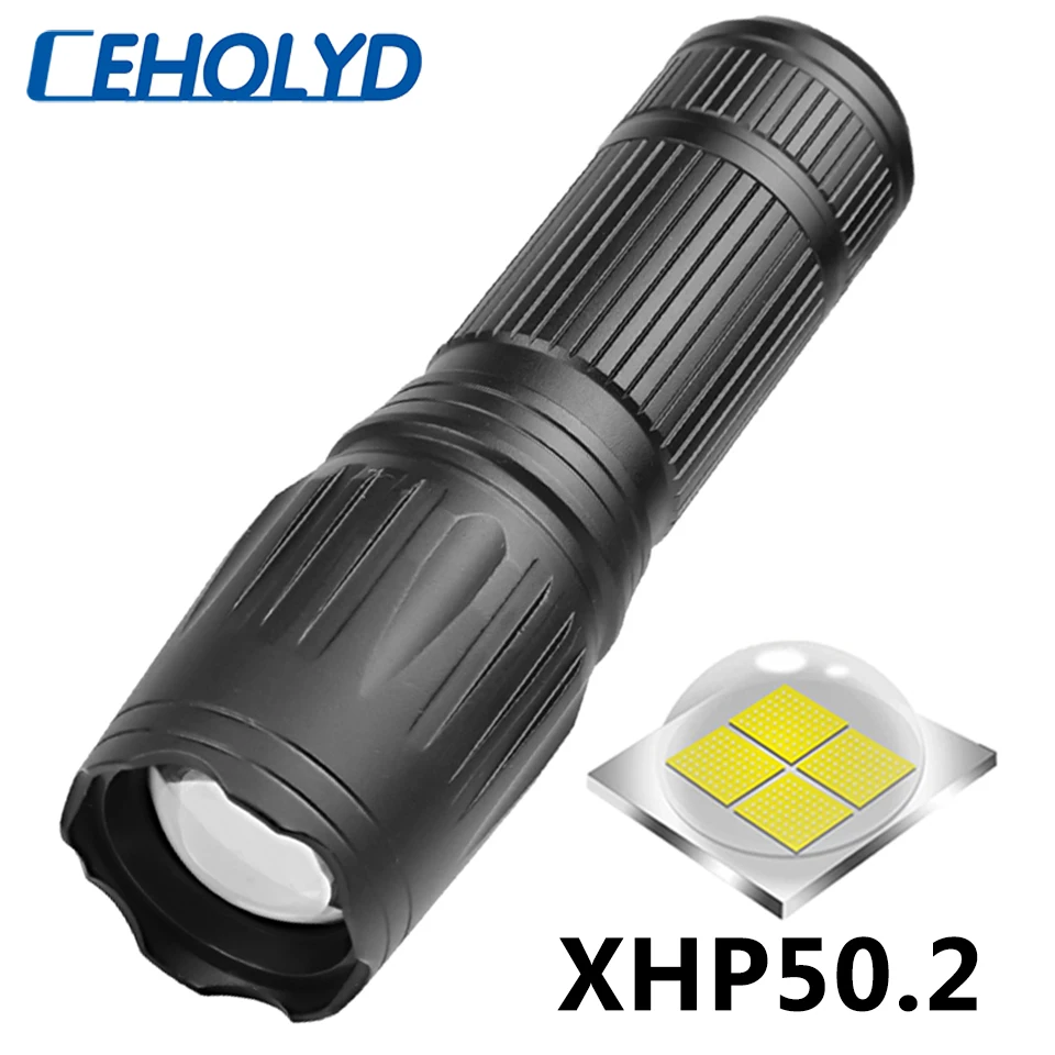 

XHP50.2 4-core High Quality Led Tactiacl Flashlight Ultra Bright Waterproof Torch Zoomable 5 Modes 18650 26650 Battery Lantern