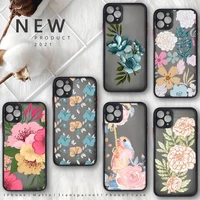 flower bud phone case for iphone 13 12 11 8 7 plus mini x xs xr pro max matte transparent cover