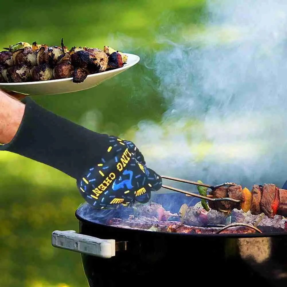 

BarbequeGrilling Cooking Glove Extreme Heat Resistant Camping Glove Hiking Oven Grill Outdoor Meshes Net Welding Grate J9N7