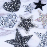1 piece diamond pentagram stickers multiple size crystal rhinestone star patches for clothing iron on clothes appliques diy logo